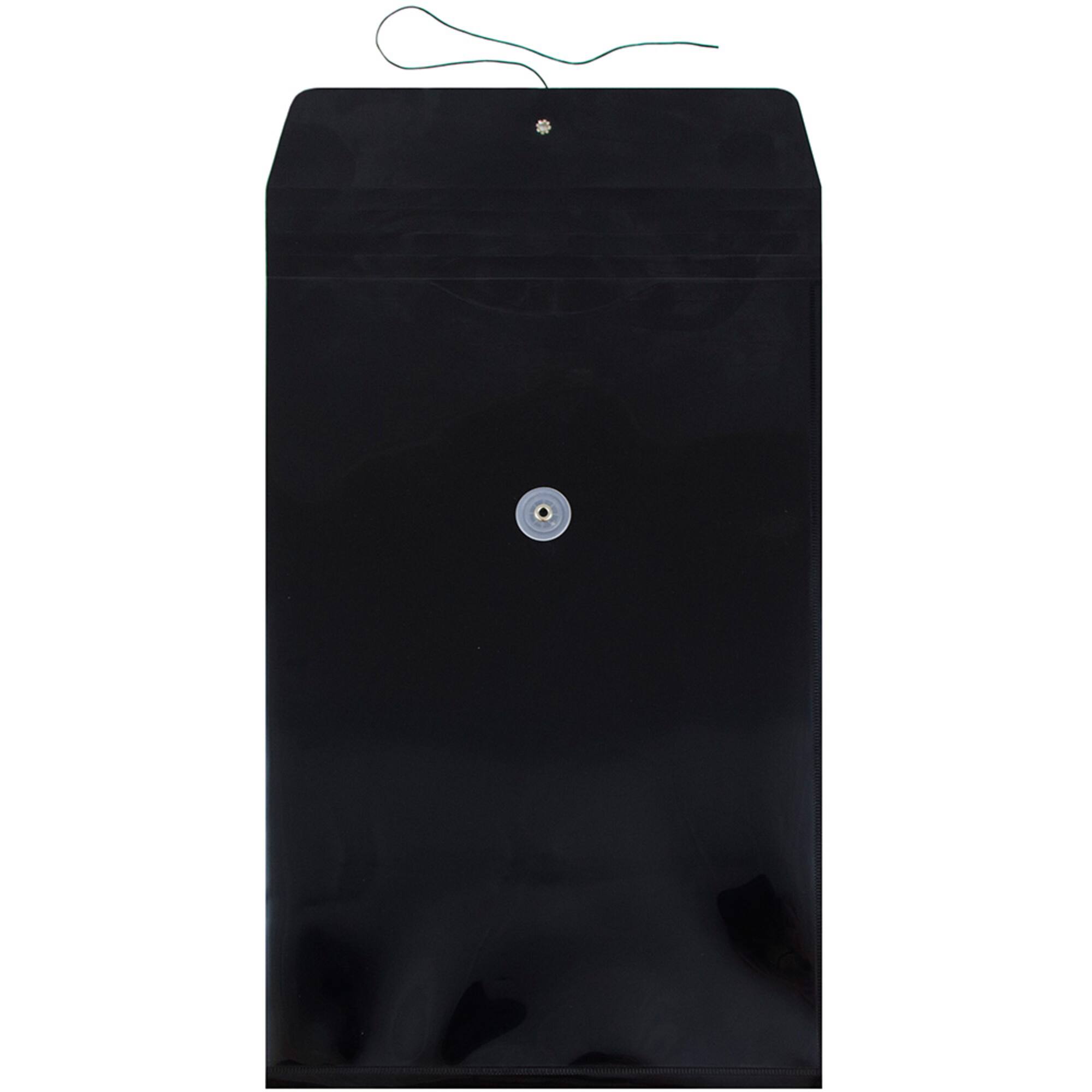 JAM Paper Legal Size Plastic Envelopes with Button & String Tie Closure